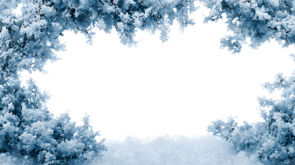 Frosted snow border frame with copy space on white background