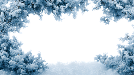 Frosted snow border frame with copy space on white background