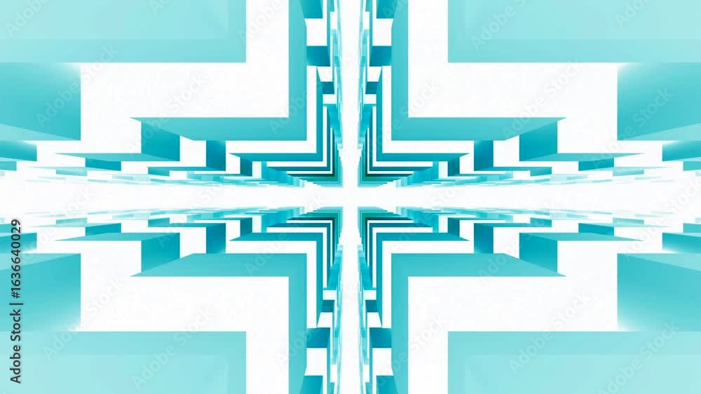 Aufkleber abstract geometric pattern with light blue and white shapes forming a symmetrical, cross-like design