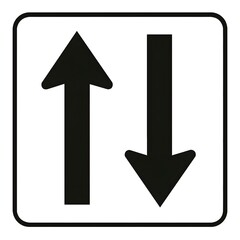 Traffic sign showing two-way traffic with opposing arrows