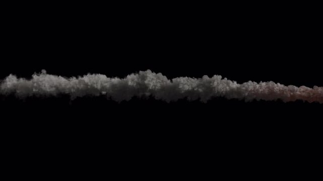 Meteor or rocket crossing the frame in space, 4k 24p, with alpha channel for transparent background