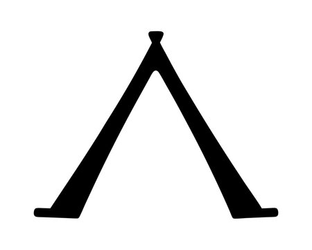 A stylized black symbol in the shape of the Greek letter lambda