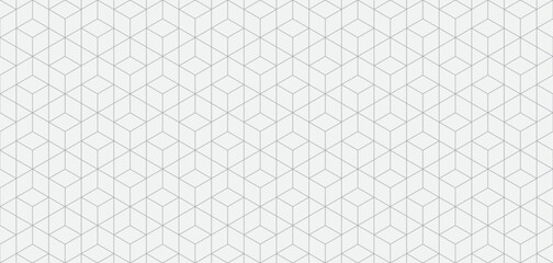 Vector seamless cubic hexagon pattern. Modern stylish thin linear texture.