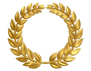 Laurel wreath PNG – Detailed gold laurel wreath with metallic shine, realistic shadows