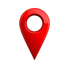 Location pin – Photorealistic red location map pin icon with glossy finish, isolated PNG