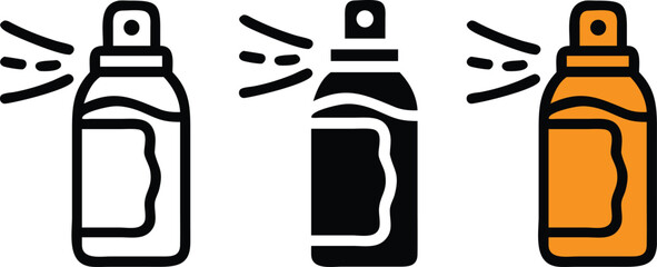 Spray Can Icon Set Black White Color Outline Silhouette Vector Aerosol Illustration