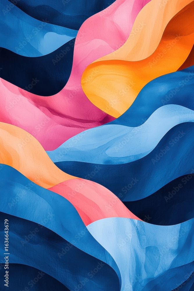Poster abstract colorful flowing shapes in a wave-like artistic composition