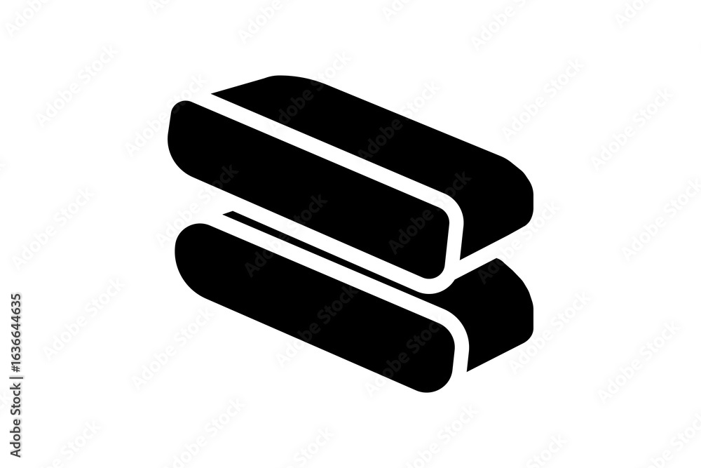 Aufkleber the image is a simple, solid black icon of a stapler, depicted in an isometric, three-dimensional st
