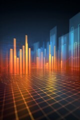 Background glowing business charts floating in clean gradient space ideal for financial design elements