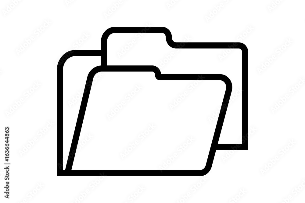 Fototapete the image is a line art icon showing two file folders overlapping each other. the front folder is op