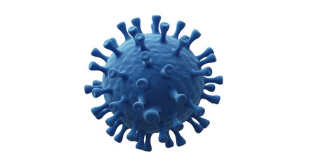 Blue coronavirus particle isolated on transparent background