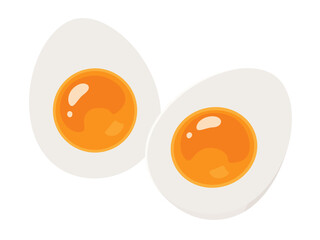 半分に切った半熟のゆで卵のイラスト素材