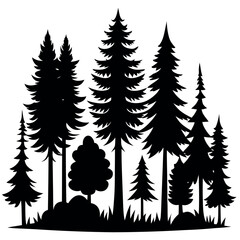 Obraz premium Abstract Christmas Pine Tree Vector Art – Silhouette and Holiday Elements Illustration