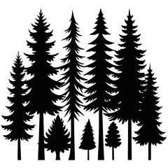 Fototapeta premium Christmas Tree Silhouettes – Minimal Vector Collection for Holiday and Winter Designs