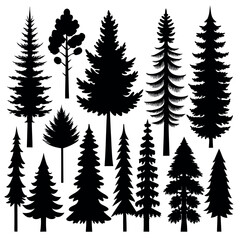 Fototapeta premium Abstract Christmas Pine Tree Vector Art – Silhouette and Holiday Elements Illustration