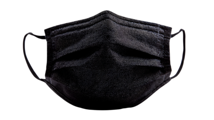 Black protective face mask on white background