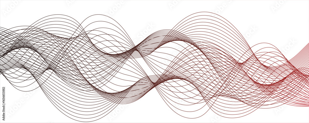 Poster abstract curvy line art wavy flowing dynamicsound, wave, wind, information flow. twisted curve lines