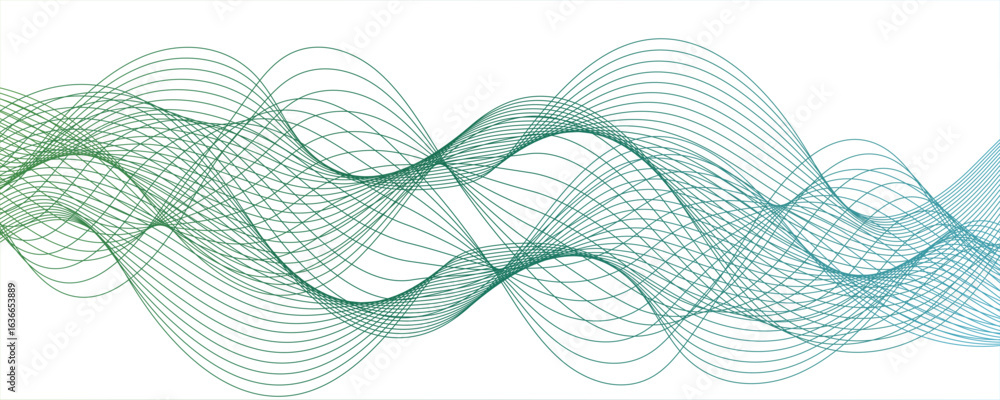 Poster abstract curvy line art wavy flowing dynamicsound, wave, wind, information flow. twisted curve lines