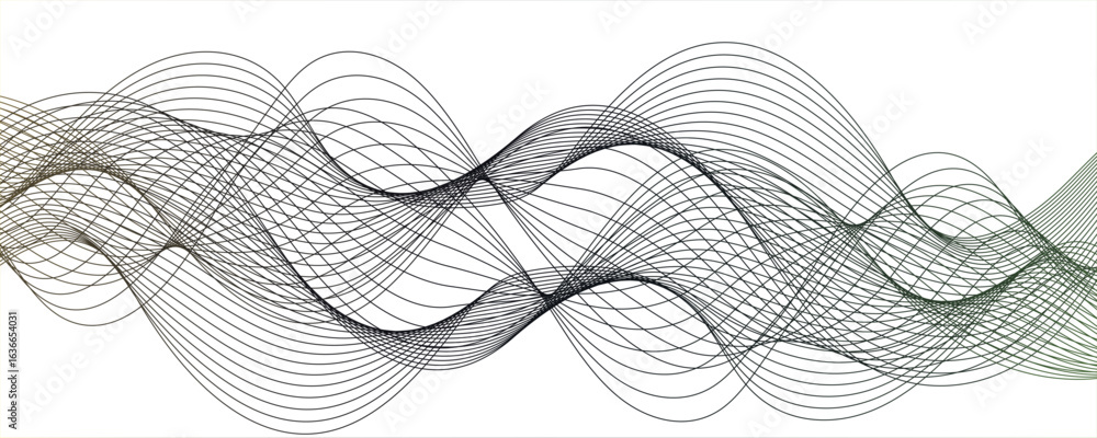 Poster abstract curvy line art wavy flowing dynamicsound, wave, wind, information flow. twisted curve lines