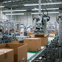 Naklejka premium Automated Packing in Modern Factory