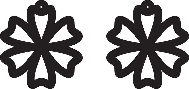 Intricate floral earrings template for laser cutting machines, ideal for creating elegant jewelry from wood or acrylic. Includes clean vector outlines in SVG and DXF formats.