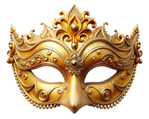  golden carnival mask on the isolated on white background PNG , AI GENERATED