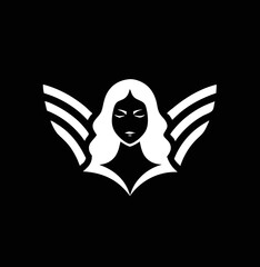 Elegant minimalist female face logo vector on black, perfect for cosmetics and luxury beauty branding.

