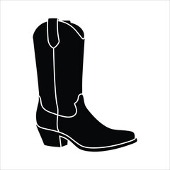 Classic Western Cowboy Boot Silhouette for Fashion and Country Music Themes