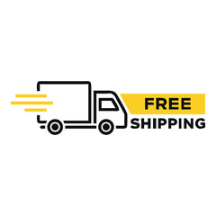 Naklejka premium Free Shipping Delivery Truck Vector Icon Promotion Graphic