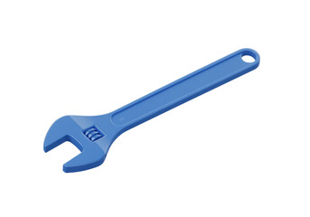 Isolated Blue Adjustable Wrench on White Background