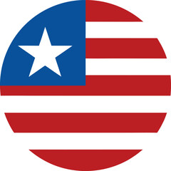 liberia flag icon in circle shape with red stripes and white star