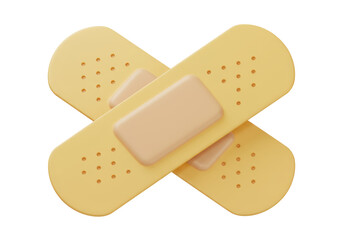 Isolated Two Yellow Band-Aids Crossed Over Each Other