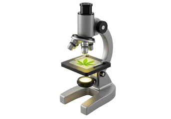 Isolated Microscope Examining Cannabis Leaf Sample