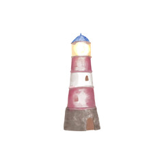 Nautical Coastal Lighthouses in Watercolor