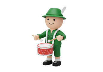 Isolated Bavarian Man with Accordion Cartoon