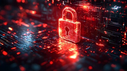 Vibrant digital padlock symbolizing cybersecurity and data protection