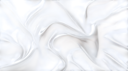 White satin fabric with soft folds on white background