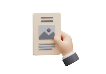 Isolated Hand Holding Document with Mountain Image