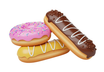 Isolated Assorted Doughnuts with Sprinkles and Chocolate