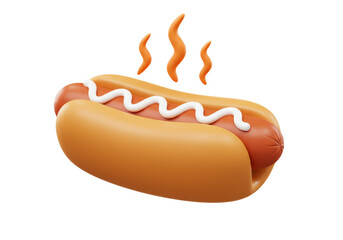 Isolated Hot Dog with Mustard Steaming