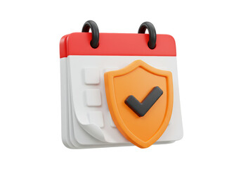 Isolated Calendar with Shield and Checkmark for Schedule Security