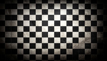 Distressed Checkered Background – Black and White Grunge Rough Texture Design

