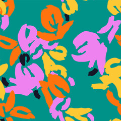 Floral colorful seamless pattern with different abstract flowers. Vector background, design, print, textile, wrapping paper, backdrop