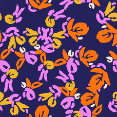 Floral colorful seamless pattern with different abstract flowers. Vector background, design, print, textile, wrapping paper, backdrop