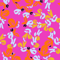 Floral colorful seamless pattern with different abstract flowers. Vector background, design, print, textile, wrapping paper, backdrop