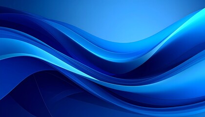 Obraz premium Abstract Blue Waves: Dynamic Flowing Curves and Gradient Lighting for Modern Backgrounds