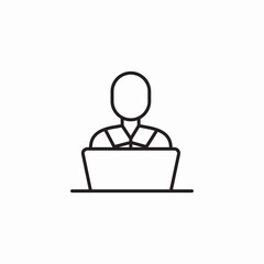 person working on laptop icon sign vector