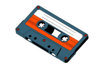 Naklejka premium Retro Audio Cassette Tape Illustration Nostalgic Music Technology and Vintage Sound Recording Medium for Throwback Entertainment