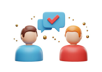 Isolated People Agreeing with Check Mark Speech Bubbles