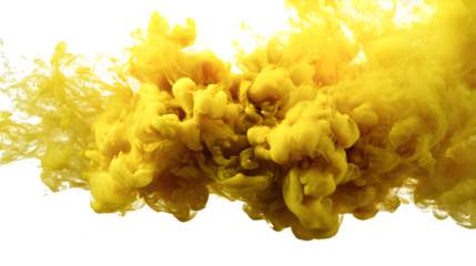 Yellow smoke ring with soft diffusion on a white background